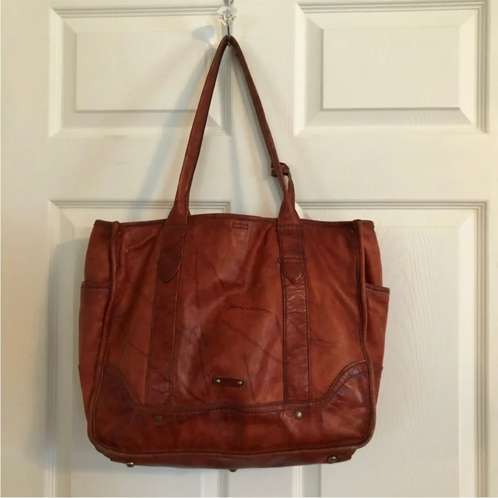 Frye leather campus shopper tote purse over night bag laptop case shoulder strap